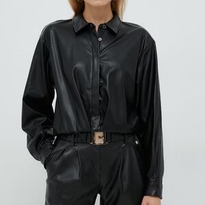 NWT Dkny Leather Top